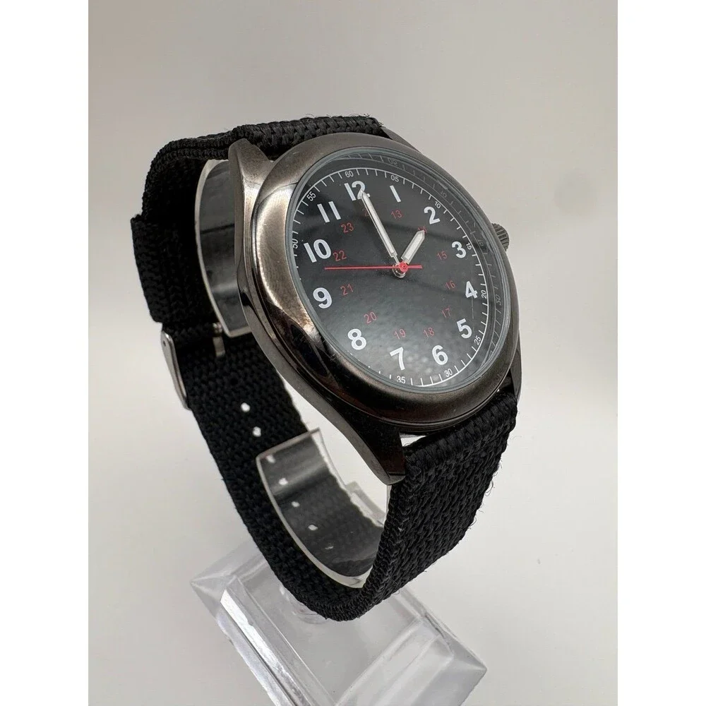 Vintage Military-Style Field Quartz Watch Black Dial | New Battery